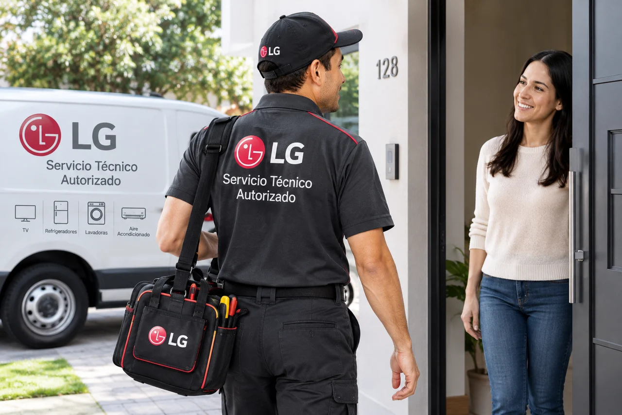 Técnico autorizado LG llegando a domicilio